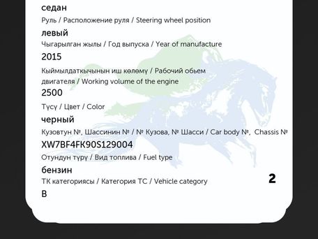 Toyota Camry, 2015 — сүрөт 9
